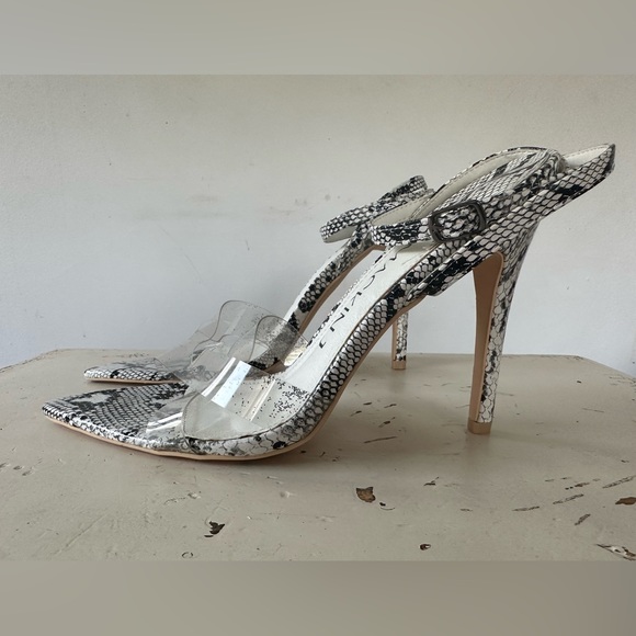 Mackin J Strappy Ankle Snake Skin High Heel Sandals Stilettos Women’s Size 10 - Picture 2 of 9